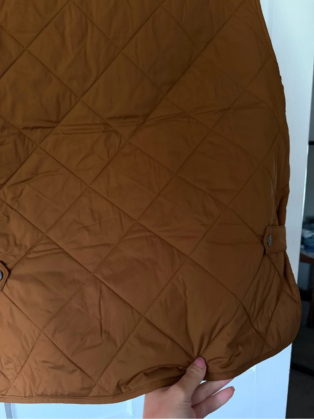 J. Crew Quilted Vest in Rusty brown / burnt orange with olive interior